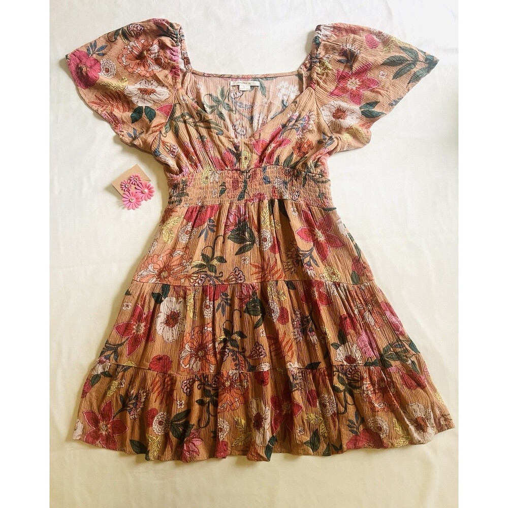 O'Neill Layken Camella Mini Dress S Floral Cottagecore Boho Bonus Daisy Earrings